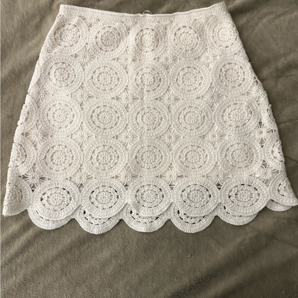 Abercrombie White Cream Crochet Skirt